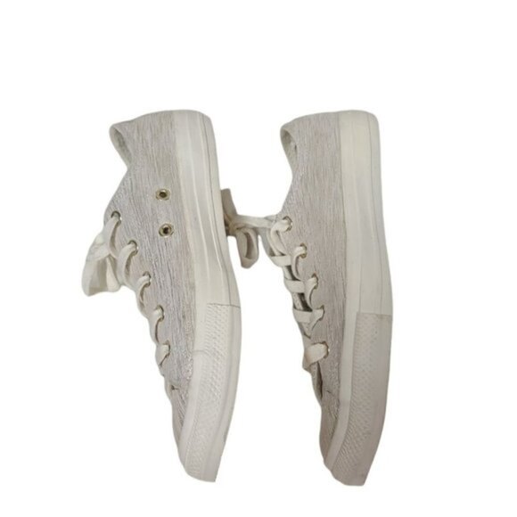 Converse Gold Metallic Low Top Casual Youth Sneakers Size 3 - Picture 4 of 7